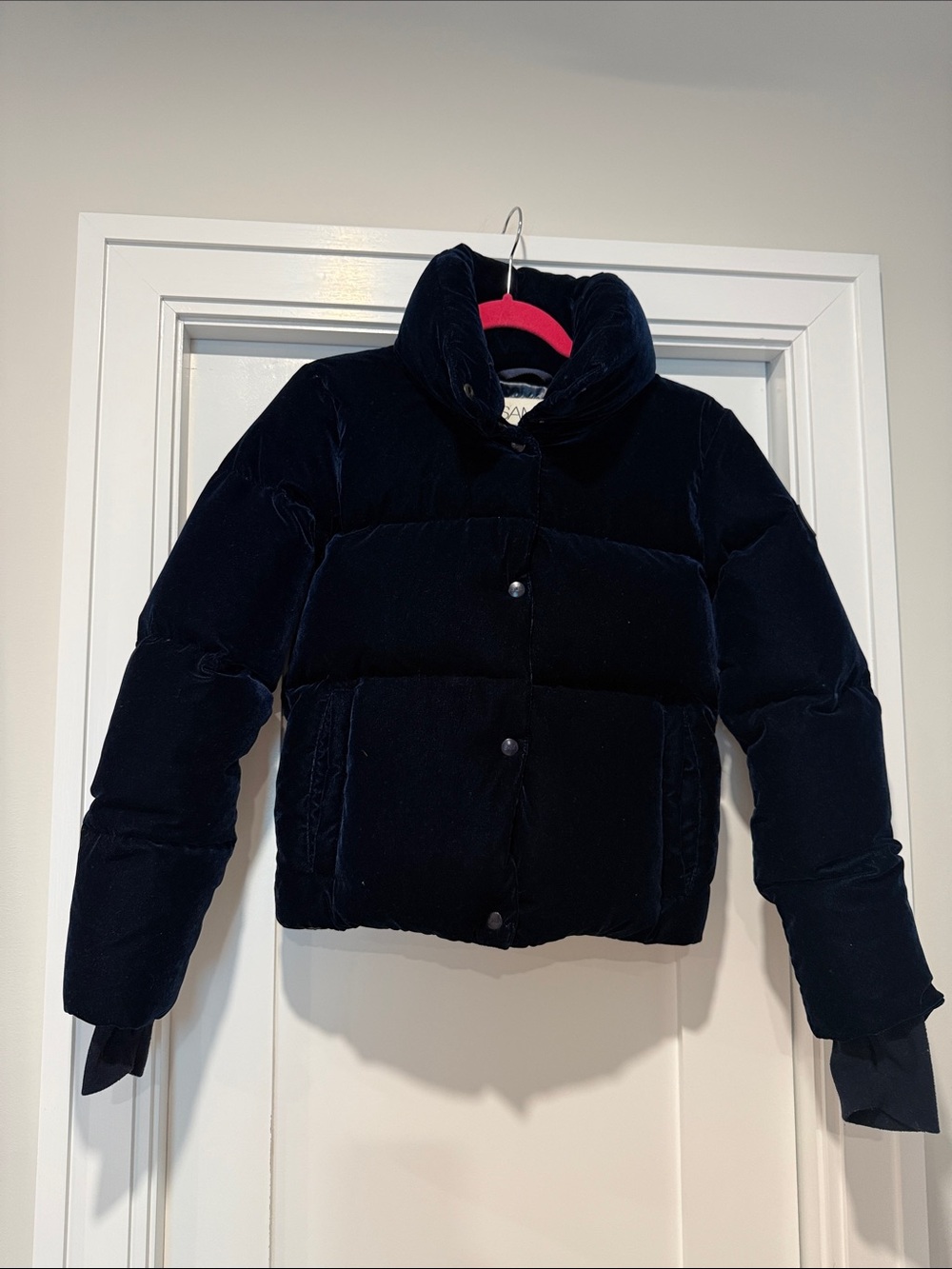 SAM. Sophia Navy Velvet Puffer Jacket size 14